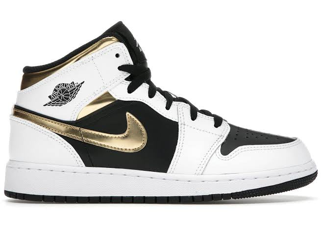 Jordan 1 Mid White Gold Black