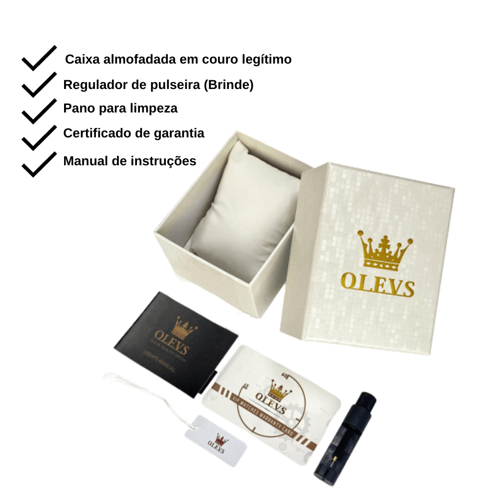 Relógio OLEVS Royal Silver PREMIUM + Ferramenta